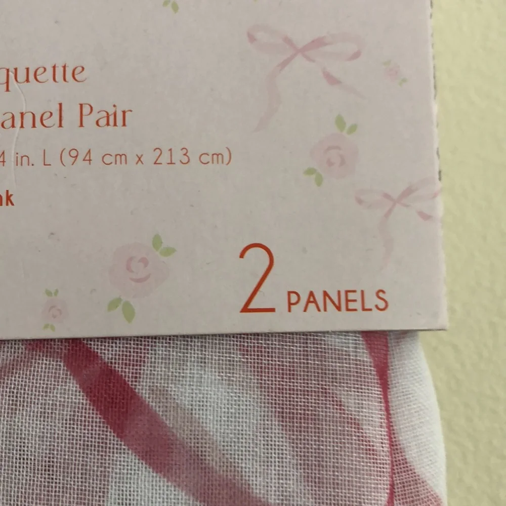 Pink Ribbon Bow Print Window Curtains